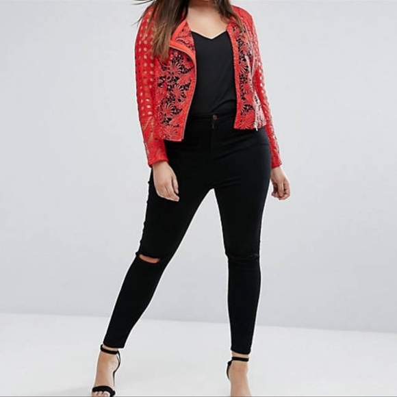 ASOS CURVE Mixed Lace Panel Jacket - Picture 4 of 14